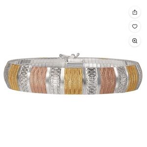 Brilliance Women’s Omega Flex Bangle Gold Over Sterling Silver Bracelet 7.5” New